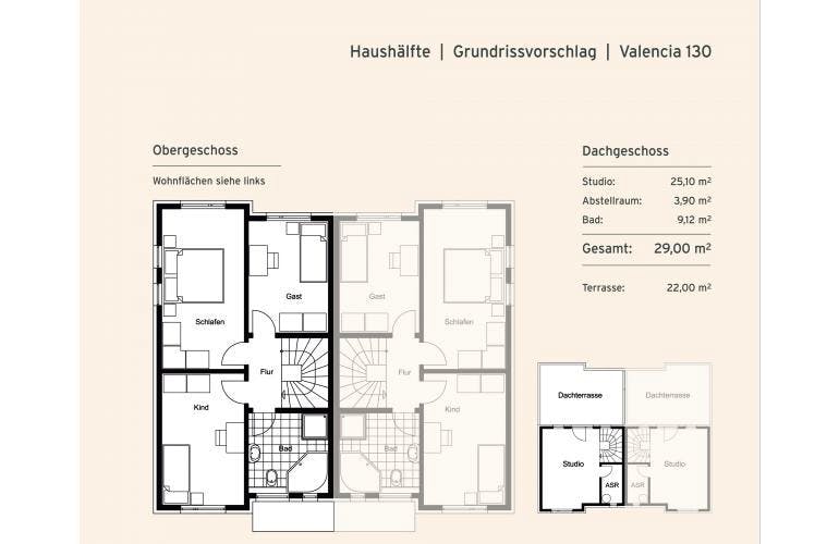 Massivhaus Doppelhaushälfte Valencia von Rostow Massivhaus, Grundriss 2