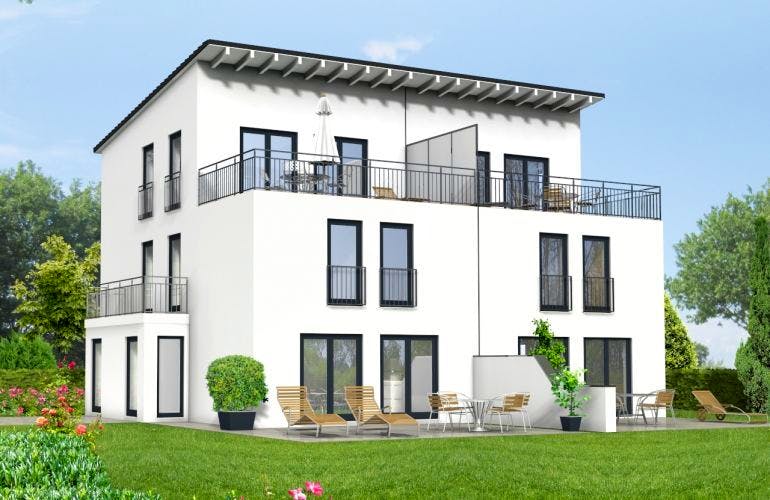 Massivhaus Doppelhaushälfte Version 3 von Grundsteinhaus Schlüsselfertig ab 233400€, Außenansicht 1