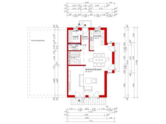 Massivhaus Doppelhaushälfte Version 3 von Grundsteinhaus Schlüsselfertig ab 233400€,  Grundriss 3