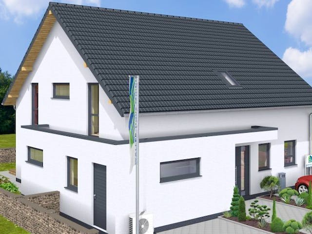 Massivhaus DUO 200 Satteldach von Wäller-Haus Schlüsselfertig ab 429900€,  Außenansicht 1