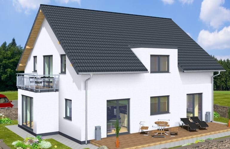 Massivhaus DUO 200 Satteldach von Wäller-Haus Schlüsselfertig ab 429900€, Außenansicht 2