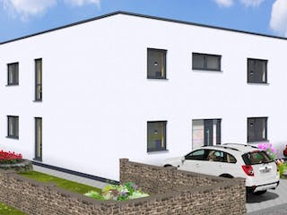 Massivhaus DUO 220 Flachdach von Wäller-Haus Schlüsselfertig ab 399900€, Außenansicht 2
