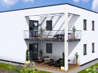 Massivhaus DUO 220 Flachdach von Wäller-Haus Schlüsselfertig ab 399900€, Außenansicht 1