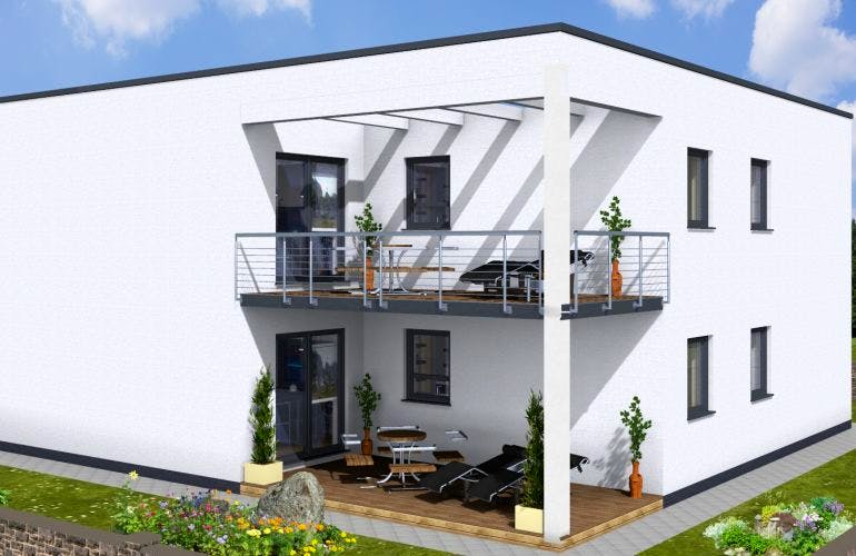 Massivhaus DUO 220 Flachdach von Wäller-Haus Schlüsselfertig ab 399900€, Außenansicht 1