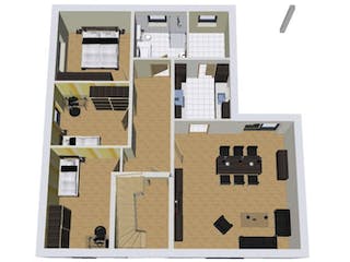 Massivhaus DUO 220 Flachdach von Wäller-Haus Schlüsselfertig ab 399900€, Grundriss 2