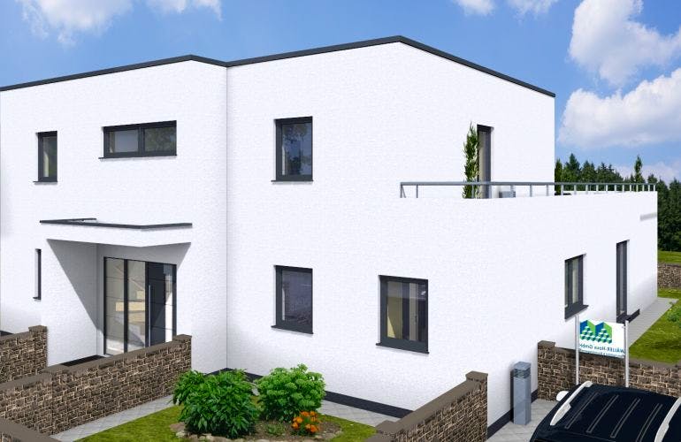 Massivhaus DUO 240 FD/DT von Wäller-Haus Schlüsselfertig ab 449900€, Außenansicht 2