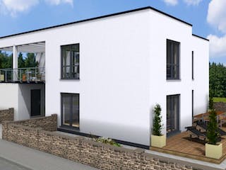 Massivhaus DUO 250 Flachdach von Wäller-Haus Schlüsselfertig ab 439900€, Außenansicht 4