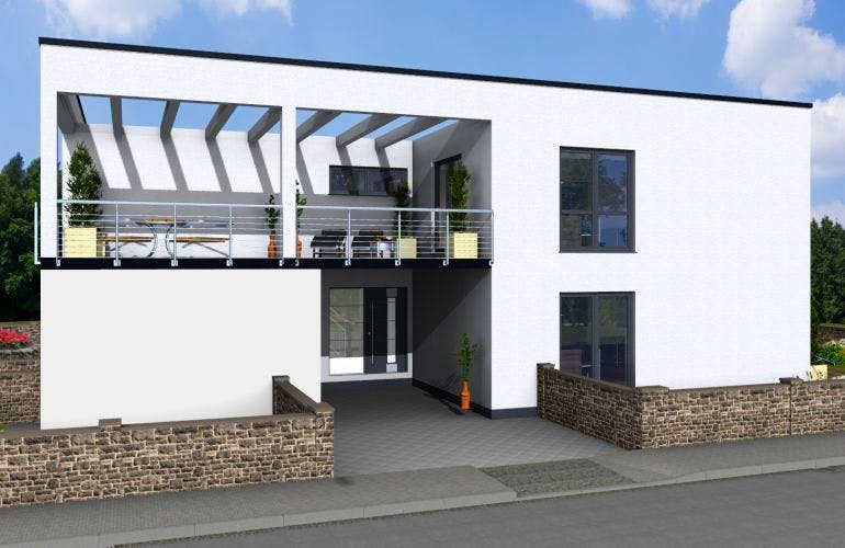 Massivhaus DUO 250 Flachdach von Wäller-Haus Schlüsselfertig ab 439900€, Außenansicht 2