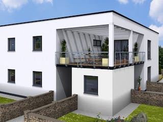Massivhaus DUO 250 Flachdach von Wäller-Haus Schlüsselfertig ab 439900€, Außenansicht 1