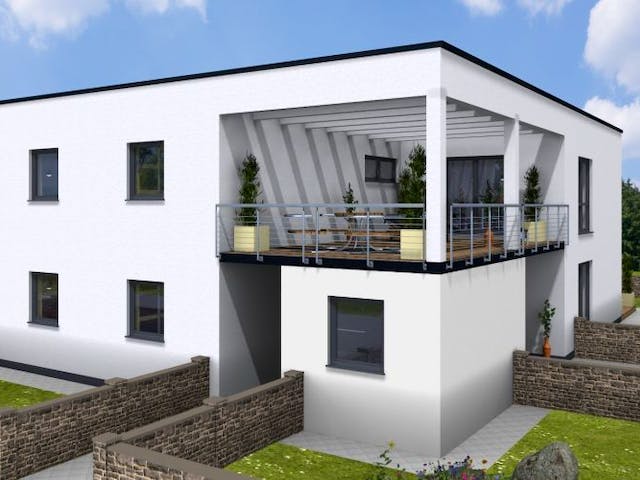 Massivhaus DUO 250 Flachdach von Wäller-Haus Schlüsselfertig ab 439900€,  Außenansicht 1