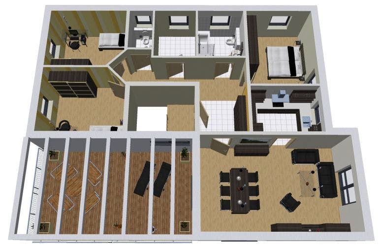 Massivhaus DUO 250 Flachdach von Wäller-Haus Schlüsselfertig ab 439900€, Grundriss 1