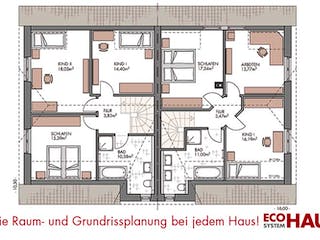 Massivhaus Duo Friesenhaus 130 von ECO System HAUS, Satteldach-Klassiker Grundriss 2