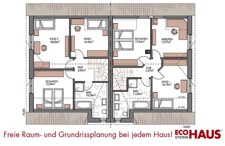 Massivhaus Duo Friesenhaus 130 von ECO System HAUS, Grundriss 1