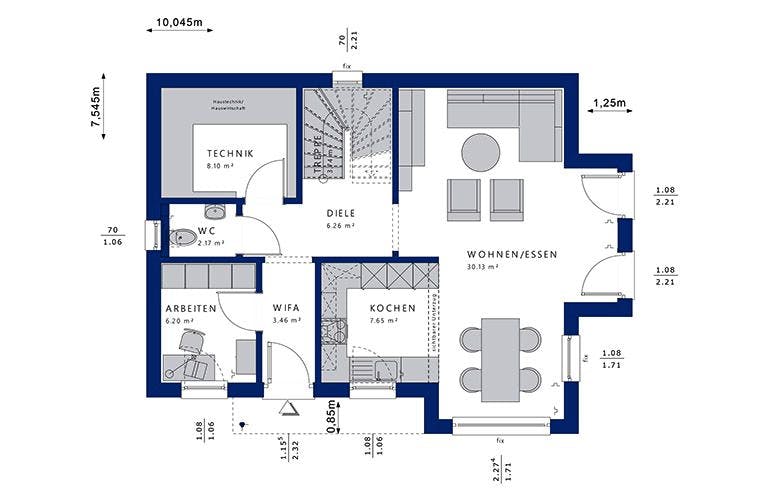 Fertighaus EDITION 123 V4 von Bien-Zenker Schlüsselfertig ab 251195€, Grundriss 1
