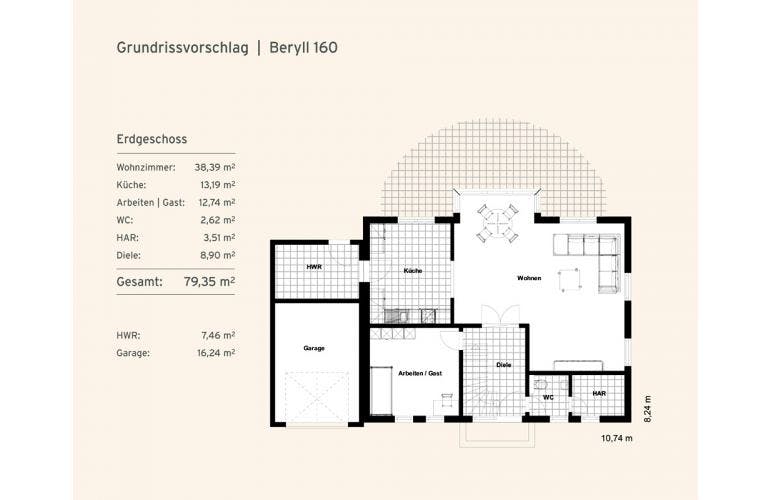 Massivhaus EFH Beryll 160 von Rostow Massivhaus, Grundriss 2