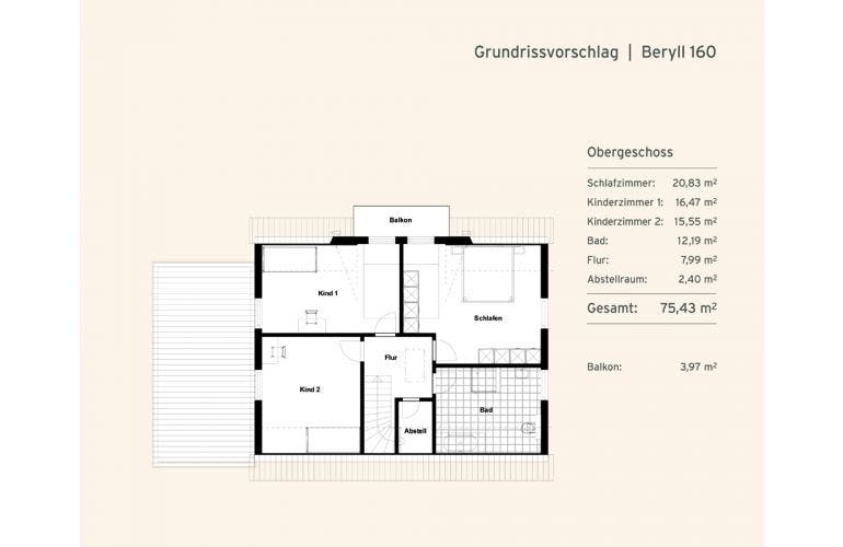 Massivhaus EFH Beryll 160 von Rostow Massivhaus, Grundriss 1