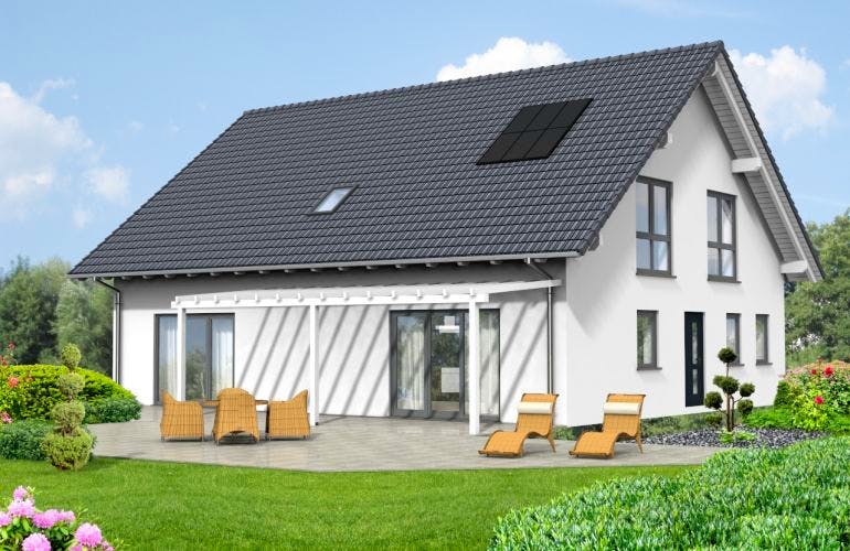 Massivhaus EFH mit ELW Version 123 von Grundsteinhaus Schlüsselfertig ab 197950€, Außenansicht 1