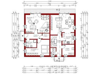 Massivhaus EFH mit ELW Version 123 von Grundsteinhaus Schlüsselfertig ab 197950€,  Grundriss 1