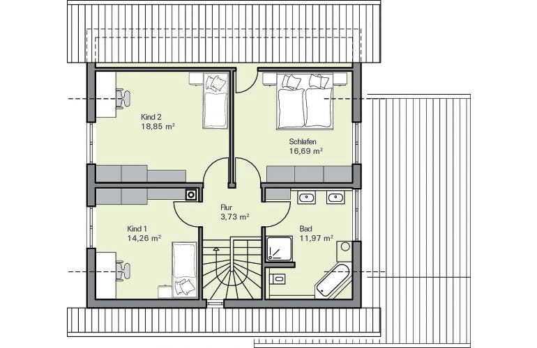 Massivhaus EFH Ostermann von Zaunmüller Massivhaus, Grundriss 1