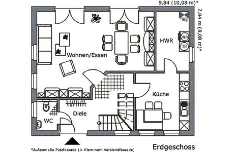 Massivhaus EH 125 von Baudirekt, Grundriss 1