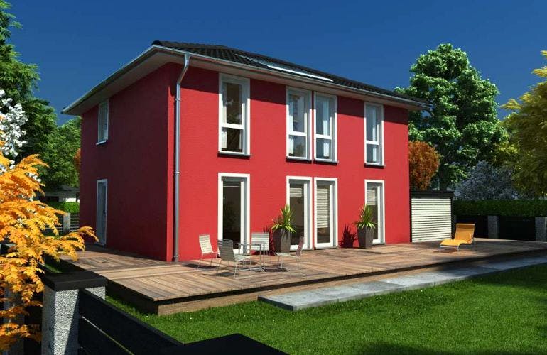 Massivhaus Eiche 144 von Baufuchs-Massivhaus Schlüsselfertig ab 253100€, Stadtvilla Außenansicht 1