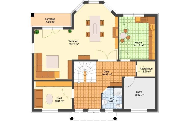 Massivhaus Einfamilienhaus BABELSBERG von Aktuell Bau, Grundriss 1