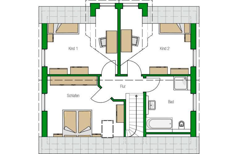 Massivhaus Einfamilienhaus Bari von HELMA MASSIVHAUS Schlüsselfertig ab 335550€,  Grundriss 1