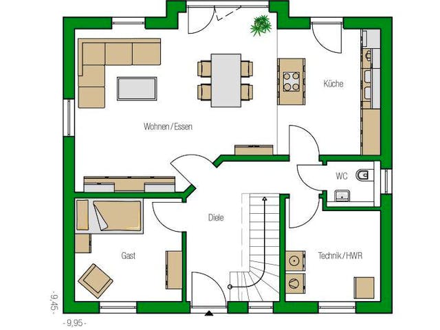 Massivhaus Einfamilienhaus Bari von HELMA MASSIVHAUS Schlüsselfertig ab 335550€,  Grundriss 2
