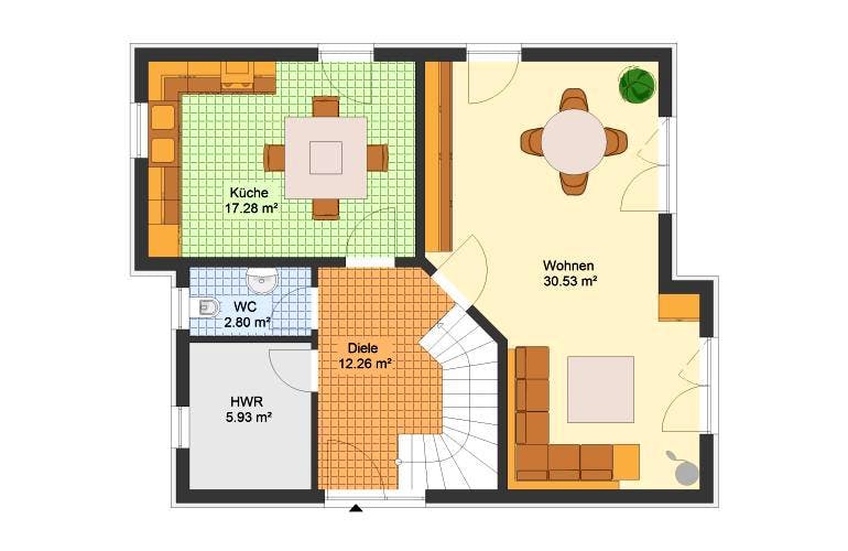 Massivhaus Einfamilienhaus BISMARK von Aktuell Bau, Grundriss 1