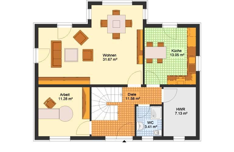 Massivhaus Einfamilienhaus COSWIG von Aktuell Bau, Grundriss 1