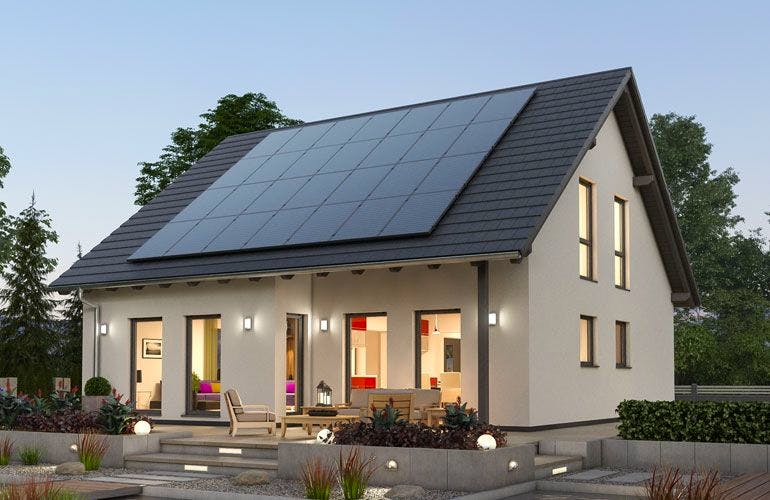 Massivhaus Einfamilienhaus EFH 142 von Ytong Bausatzhaus Ausbauhaus ab 139400€, Satteldach-Klassiker Außenansicht 2