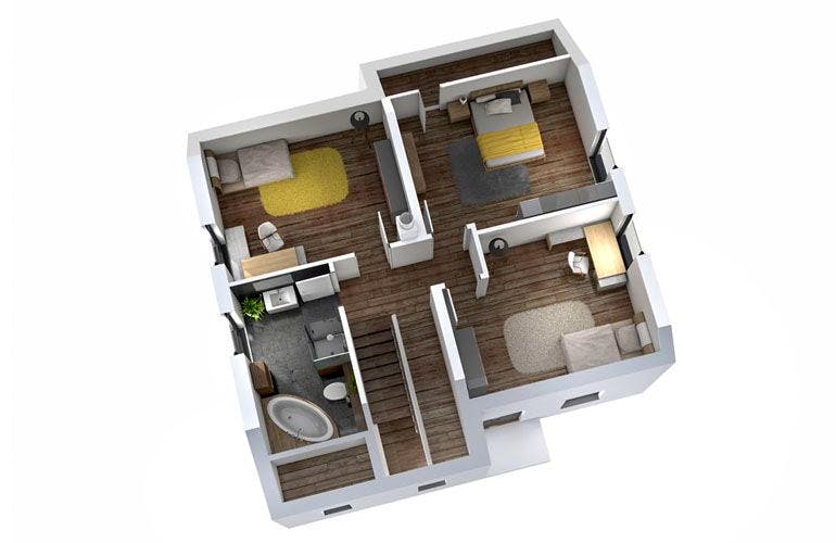 Massivhaus Einfamilienhaus EFH 142 von Ytong Bausatzhaus Ausbauhaus ab 139400€, Satteldach-Klassiker Grundriss 1