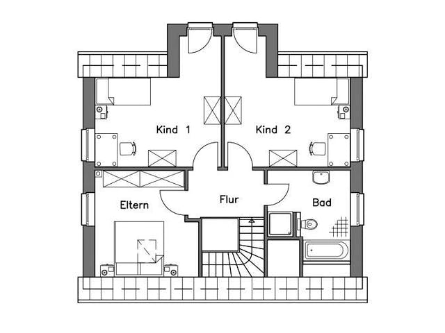 Massivhaus Einfamilienhaus EH125 Variante K von Baudirekt,  Grundriss 2