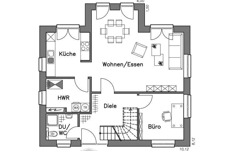 Massivhaus Einfamilienhaus EH125 Variante K von Baudirekt,  Grundriss 1