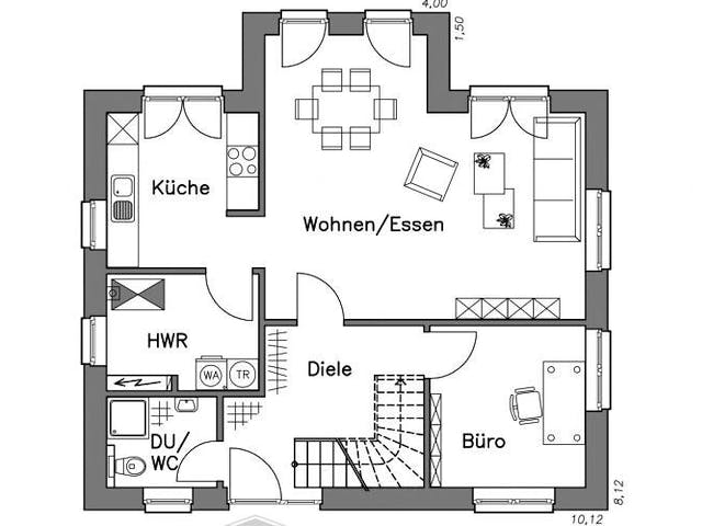 Massivhaus Einfamilienhaus EH125 Variante K von Baudirekt,  Grundriss 1