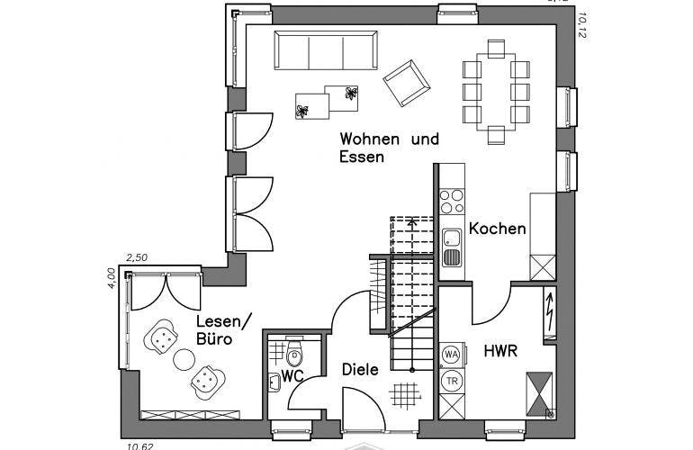Massivhaus Einfamilienhaus EH125 Variante M von Baudirekt, Grundriss 1