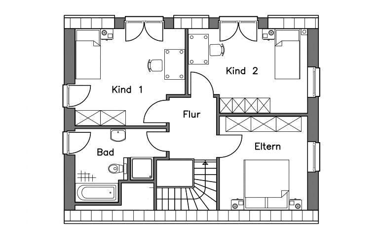 Massivhaus Einfamilienhaus EH125 Variante T von Baudirekt,  Grundriss 1