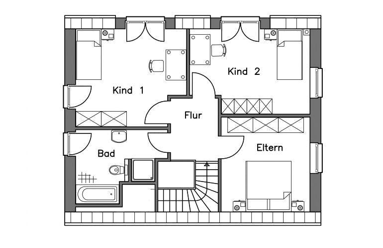 Massivhaus Einfamilienhaus EH125 Variante T von Baudirekt, Grundriss 1