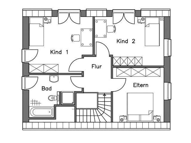 Massivhaus Einfamilienhaus EH125 Variante T von Baudirekt,  Grundriss 2