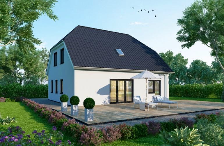 Massivhaus Einfamilienhaus EH140 Basis von Baudirekt, Außenansicht 1