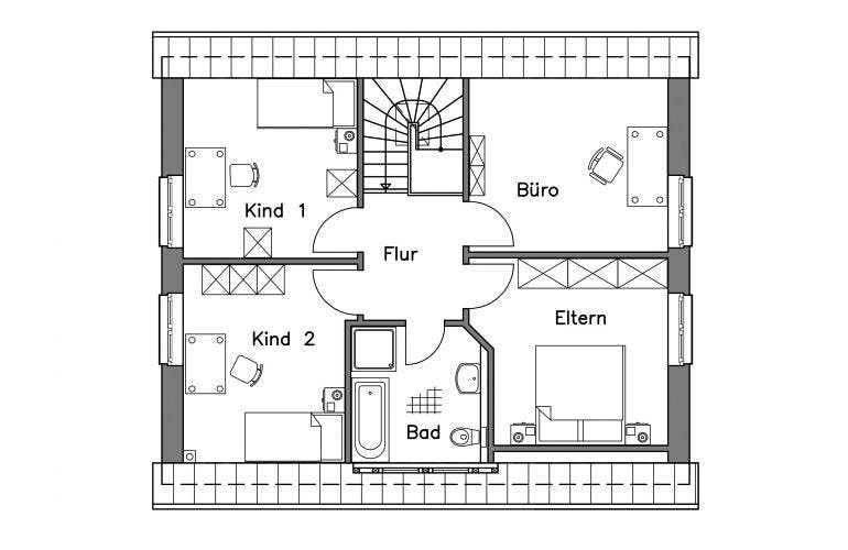 Massivhaus Einfamilienhaus EH140 Variante K von Baudirekt,  Grundriss 1