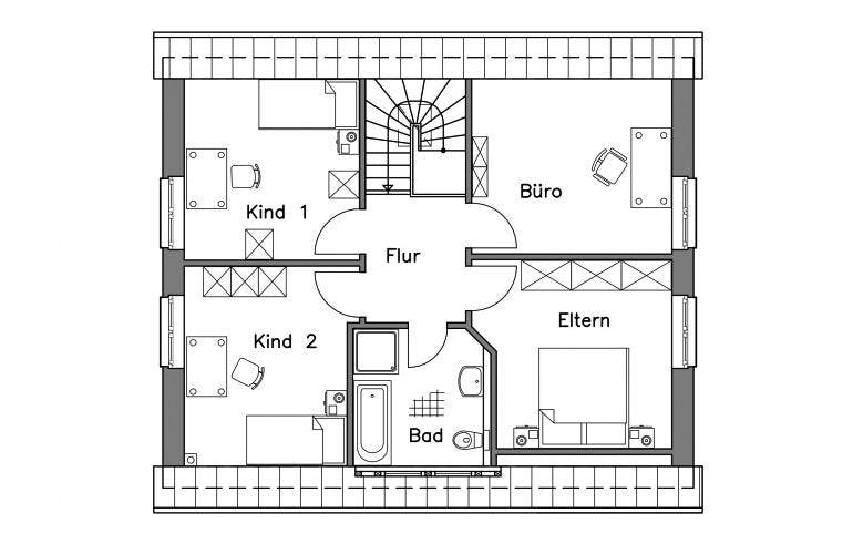 Massivhaus Einfamilienhaus EH140 Variante K von Baudirekt, Grundriss 1