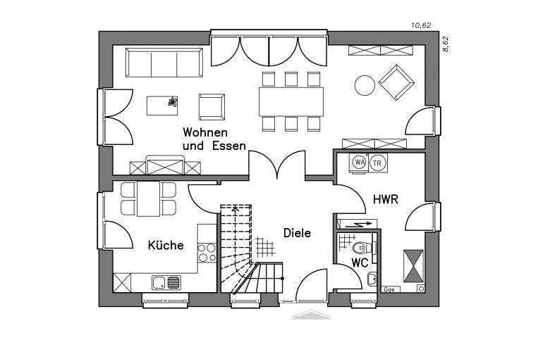 Massivhaus Einfamilienhaus EH140 Variante M von Baudirekt, Grundriss 1
