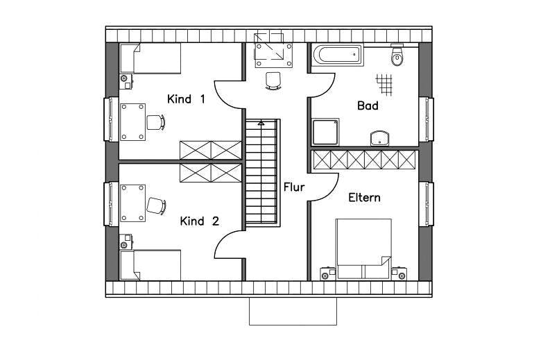Massivhaus Einfamilienhaus EH140 Variante T von Baudirekt, Grundriss 1
