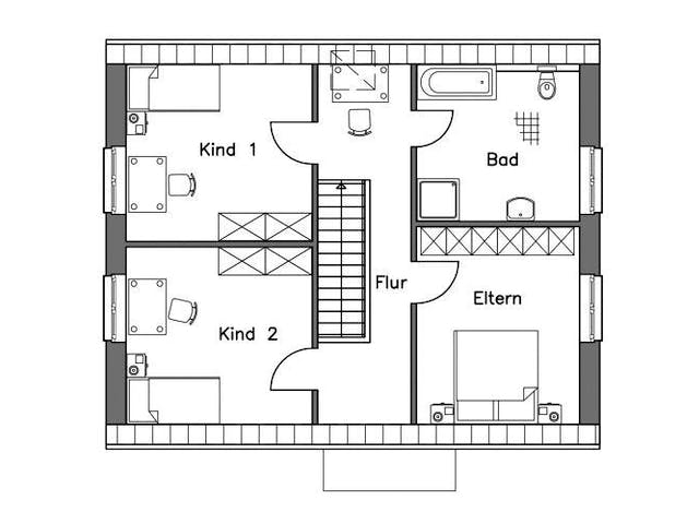 Massivhaus Einfamilienhaus EH140 Variante T von Baudirekt,  Grundriss 2