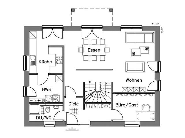 Massivhaus Einfamilienhaus EH155 Variante K von Baudirekt,  Grundriss 2