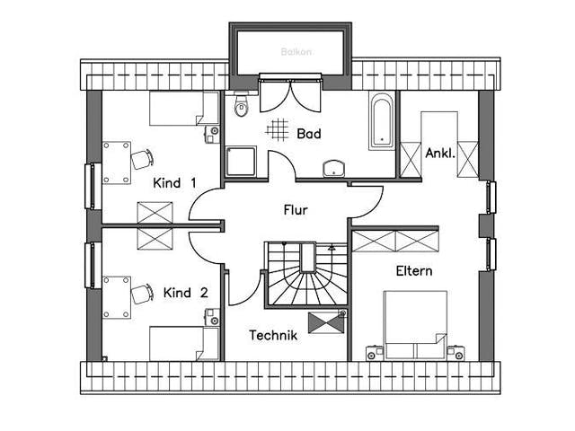 Massivhaus Einfamilienhaus EH155 Variante K von Baudirekt,  Grundriss 1