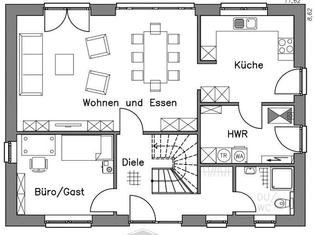 Massivhaus Einfamilienhaus EH155 Variante M von Baudirekt,  Grundriss 2