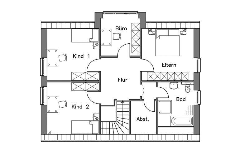 Massivhaus Einfamilienhaus EH155 Variante T von Baudirekt, Grundriss 1