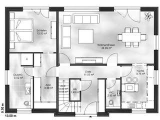 Massivhaus Einfamilienhaus Finn von Massive Wohnbau,  Grundriss 1